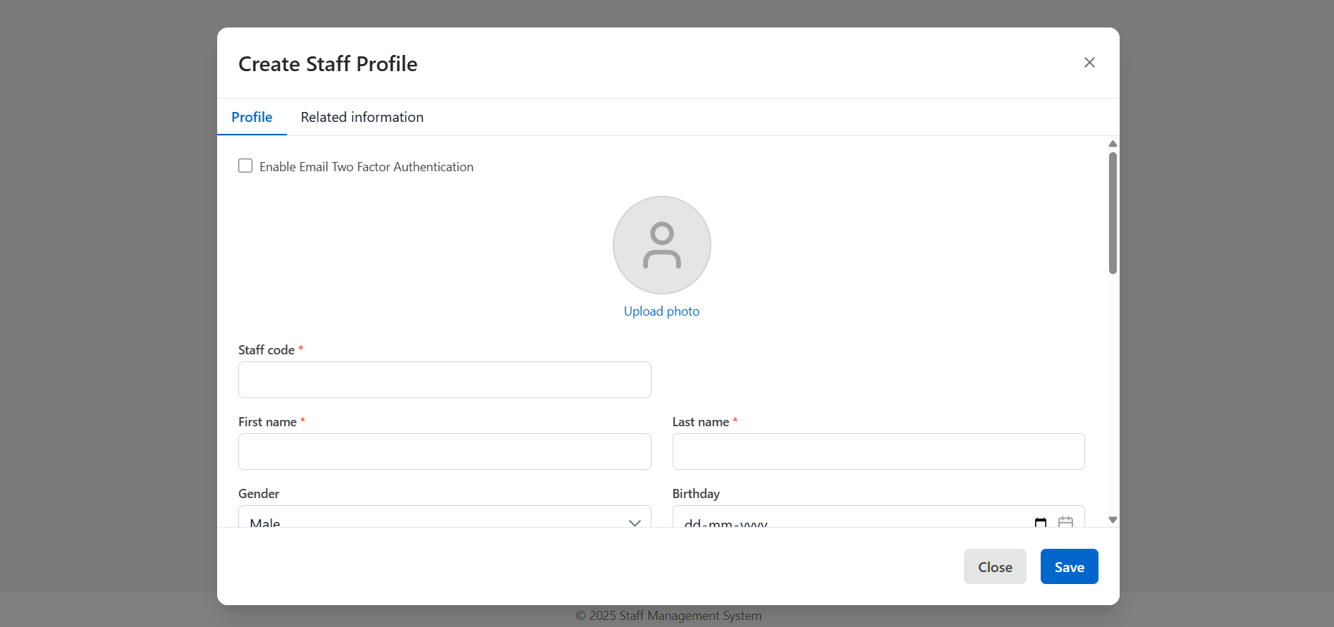 Staff Management Dashboard